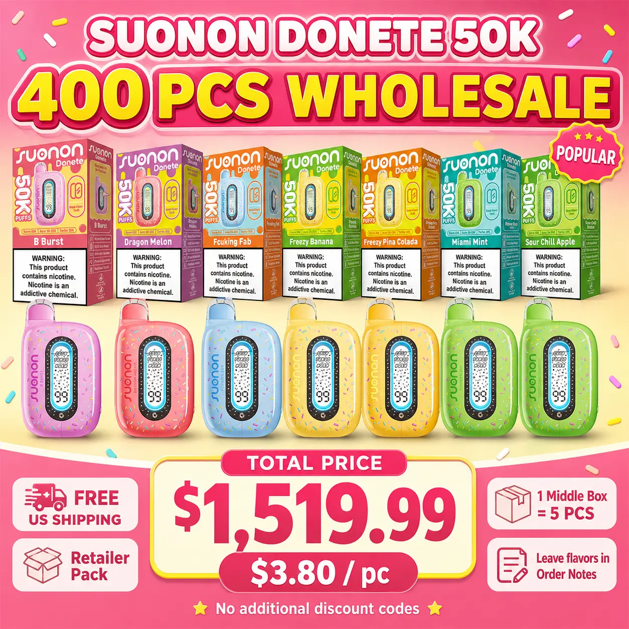 SUONON DONETE 50K Wholesale | 100-600 PCS Bulk Deals