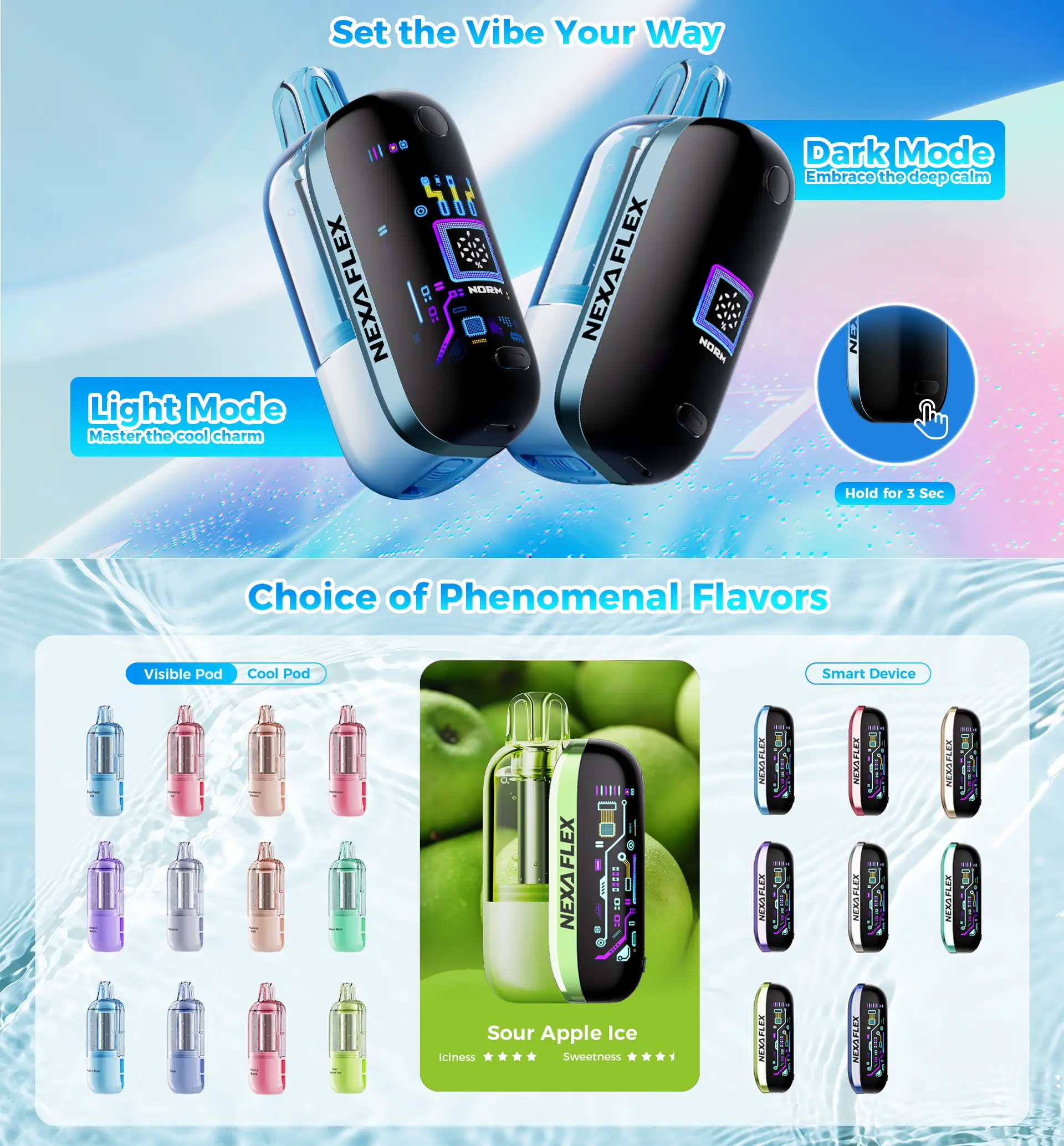 NEXA FLEX Flavor Booster 40K transparent prefilled pod and device
