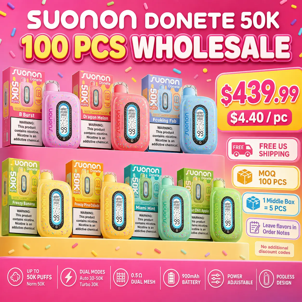 SUONON DONETE 50K Wholesale | 100-600 PCS Bulk Deals