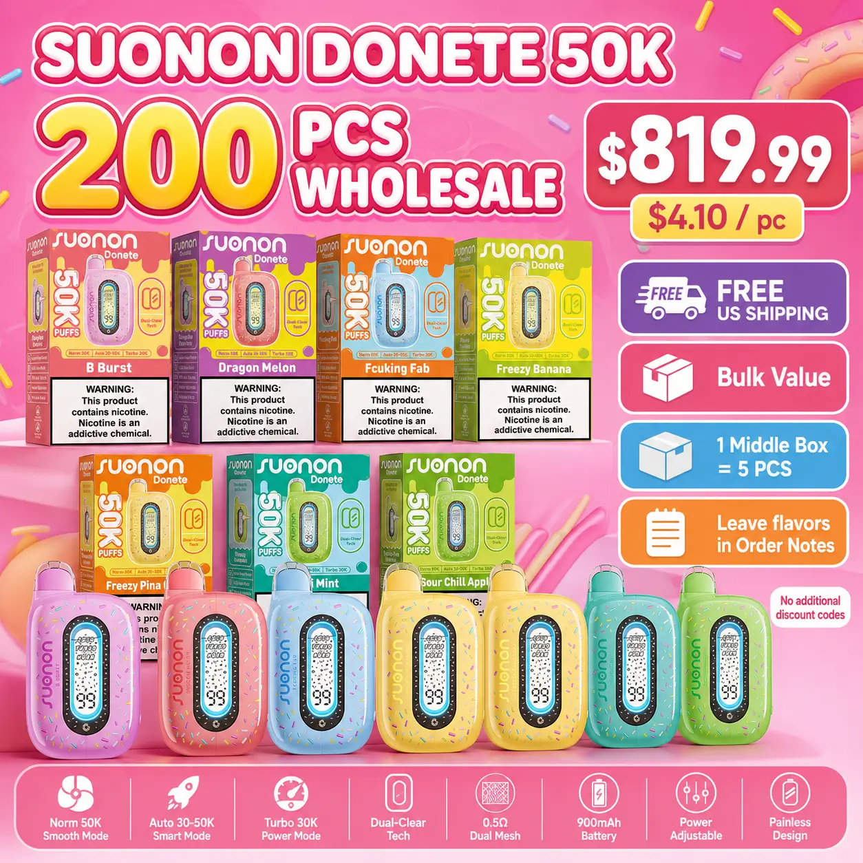 SUONON DONETE 50K Wholesale | 100-600 PCS Bulk Deals